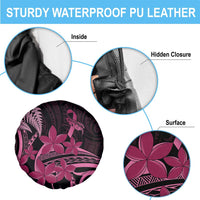 Aotearoa Maori Spare Tire Cover Pink Fern Ribbons on Black - Polynesian Pride