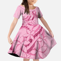 Aotearoa Maori Family Matching Off Shoulder Maxi Dress and Hawaiian Shirt Pink Fern Ribbons LT7 Daughter's Dress Pink - Polynesian Pride