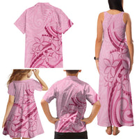 Aotearoa Maori Family Matching Tank Maxi Dress and Hawaiian Shirt Pink Fern Ribbons LT7 - Polynesian Pride