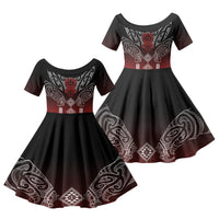 Aotearoa Maori Iwi Heritage Family Matching Long Sleeve Bodycon Dress and Hawaiian Shirt Ngapuhi Kokowai LT7 Daughter's Dress Red - Polynesian Pride