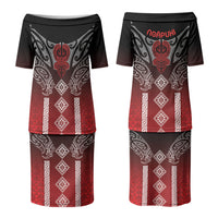Aotearoa Maori Iwi Heritage Family Matching Puletasi and Hawaiian Shirt Ngapuhi Kokowai LT7 Mom's Dress Red - Polynesian Pride