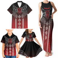 Aotearoa Maori Iwi Heritage Family Matching Tank Maxi Dress and Hawaiian Shirt Ngapuhi Kokowai LT7 - Polynesian Pride