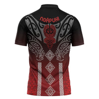 Aotearoa Maori Iwi Heritage Zipper Polo Shirt Ngapuhi Kokowai LT7 - Polynesian Pride