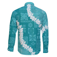 Hawaii Aloha Family Matching Mermaid Dress and Hawaiian Shirt Teal Quilt Patch Work Mix Plumeria Lei LT7 - Polynesian Pride
