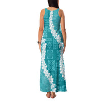 Hawaii Aloha Family Matching Tank Maxi Dress and Hawaiian Shirt Teal Quilt Patch Work Mix Plumeria Lei LT7 - Polynesian Pride