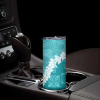 Hawaii Aloha Skinny Tumbler Teal Quilt Patch Work Mix Plumeria Lei