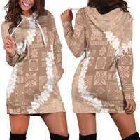 Hawaii Aloha Hoodie Dress Beige Quilt Patch Work Mix Plumeria Lei LT7 - Polynesian Pride