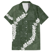 Hawaii Aloha Family Matching Long Sleeve Bodycon Dress and Hawaiian Shirt Sage Quilt Patch Work Mix Plumeria Lei LT7 Dad's Shirt - Short Sleeve Sage - Polynesian Pride