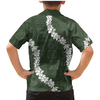 Hawaii Aloha Family Matching Mermaid Dress and Hawaiian Shirt Sage Quilt Patch Work Mix Plumeria Lei LT7 - Polynesian Pride