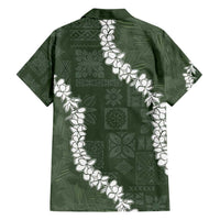 Hawaii Aloha Family Matching Short Sleeve Bodycon Dress and Hawaiian Shirt Sage Quilt Patch Work Mix Plumeria Lei LT7 - Polynesian Pride