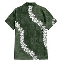 Hawaii Aloha Family Matching Tank Maxi Dress and Hawaiian Shirt Sage Quilt Patch Work Mix Plumeria Lei LT7 - Polynesian Pride