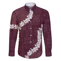 Hawaii Aloha Family Matching Long Sleeve Bodycon Dress and Hawaiian Shirt Champange Quilt Patch Work Mix Plumeria Lei LT7 Dad's Shirt - Long Sleeve Champange - Polynesian Pride