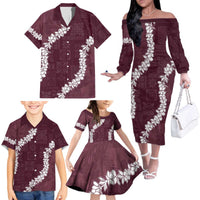Hawaii Aloha Family Matching Off The Shoulder Long Sleeve Dress and Hawaiian Shirt Champange Quilt Patch Work Mix Plumeria Lei LT7 - Polynesian Pride
