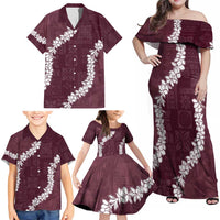 Hawaii Aloha Family Matching Off Shoulder Maxi Dress and Hawaiian Shirt Champange Quilt Patch Work Mix Plumeria Lei LT7 - Polynesian Pride