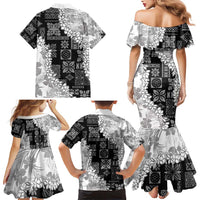 Hawaii Aloha Family Matching Mermaid Dress and Hawaiian Shirt White Quilt Patch Work Mix Plumeria Lei LT7 - Polynesian Pride