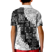 Hawaii Aloha Kid Polo Shirt White Quilt Patch Work Mix Plumeria Lei