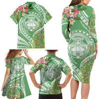 Aloha Molokai Island Family Matching Long Sleeve Bodycon Dress and Hawaiian Shirt Hawaii Pua Kukui LT7 - Polynesian Pride