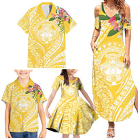 Aloha Hawaii Oahu Family Matching Summer Maxi Dress and Hawaiian Shirt Wahine with Ilima Lei LT7 - Polynesian Pride
