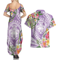 Aloha Hawaii Kauai Couples Matching Summer Maxi Dress and Hawaiian Shirt Frangipani Mix Mokihana Lei LT7 - Polynesian Pride