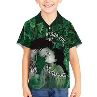 New Zealand Aroha Koe Mama Family Matching Long Sleeve Bodycon Dress and Hawaiian Shirt Maori Hongi - Pounamu LT7 Son's Shirt Green - Polynesian Pride