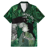 New Zealand Aroha Koe Mama Family Matching Mermaid Dress and Hawaiian Shirt Maori Hongi - Pounamu LT7 Dad's Shirt - Short Sleeve Green - Polynesian Pride