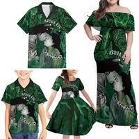 New Zealand Aroha Koe Mama Family Matching Off Shoulder Maxi Dress and Hawaiian Shirt Maori Hongi - Pounamu LT7 - Polynesian Pride