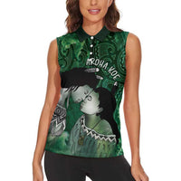 New Zealand Aroha Koe Mama Women Sleeveless Polo Shirt Maori Hongi - Pounamu