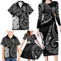 Kia Hara Te reo Maori Family Matching Long Sleeve Bodycon Dress and Hawaiian Shirt Manaia Moko Pattern LT7 - Polynesian Pride