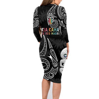 Kia Hara Te reo Maori Family Matching Long Sleeve Bodycon Dress and Hawaiian Shirt Manaia Moko Pattern LT7 - Polynesian Pride