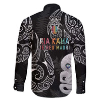 Kia Hara Te reo Maori Family Matching Off The Shoulder Long Sleeve Dress and Hawaiian Shirt Manaia Moko Pattern LT7 - Polynesian Pride