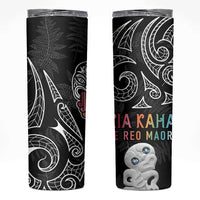 Kia Hara Te reo Maori Skinny Tumbler Manaia Moko Pattern LT7 Black - Polynesian Pride