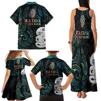 Kia Hara Te reo Maori Family Matching Tank Maxi Dress and Hawaiian Shirt Manaia Moko Mix Paua Shell LT7 - Polynesian Pride