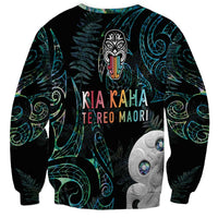 Kia Hara Te reo Maori Sweatshirt Manaia Moko Mix Paua Shell
