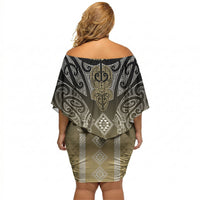 Aotearoa Maori Iwi Heritage Off Shoulder Short Dress Waikato Tainui Parauri LT7 - Polynesian Pride