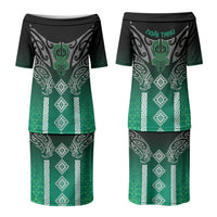 Aotearoa Maori Iwi Heritage Couples Matching Puletasi and Hawaiian Shirt Ngai Tahu Pounamu Green LT7 - Polynesian Pride