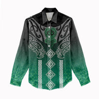 Aotearoa Maori Iwi Heritage Women Casual Shirt Ngai Tahu Pounamu Green LT7 - Polynesian Pride