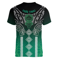 Aotearoa Maori Iwi Heritage Women V-Neck T-Shirt Ngai Tahu Pounamu Green LT7 - Polynesian Pride