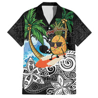 Tropical Christmas Polynesian Family Matching Tank Maxi Dress and Hawaiian Shirt Funny Surfing Pineapple LT7 Dad's Shirt - Short Sleeve Black - Polynesian Pride