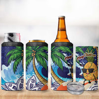 Tropical Christmas Polynesian 4 in 1 Can Cooler Tumbler Funny Surfing Pineapple Blue LT7 - Polynesian Pride