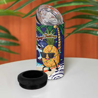 Tropical Christmas Polynesian 4 in 1 Can Cooler Tumbler Funny Surfing Pineapple Blue LT7 - Polynesian Pride