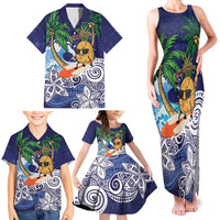Tropical Christmas Polynesian Family Matching Tank Maxi Dress and Hawaiian Shirt Funny Surfing Pineapple Blue LT7 - Polynesian Pride