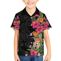 Hawaii Flowers Tribal Pattern Family Matching Tank Maxi Dress and Hawaiian Shirt LT9