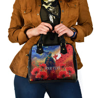 Tonga ANZAC Day Personalised Shoulder Handbag Soldier Te Tau Manatui Kinautolu with Poppy Field LT9 - Polynesian Pride