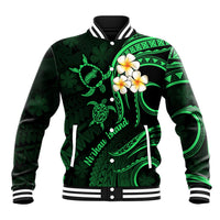 Hawaii Baseball Jacket Niihau Islands Polynesian Sunset Plumeria Green Vibe LT9 Unisex Green - Polynesian Pride