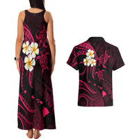 Hawaii Couples Matching Tank Maxi Dress And Hawaiian Shirt Niihau Islands Polynesian Sunset Plumeria Pink Vibe LT9 - Polynesian Pride