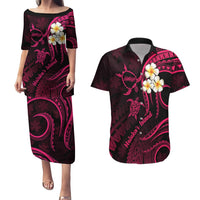 Hawaii Couples Puletasi Dress and Hawaiian Shirt Molokai Islands Polynesian Sunset Plumeria Pink Vibe LT9 Pink - Polynesian Pride