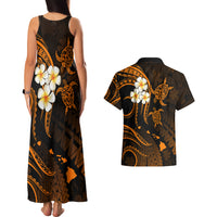 Hawaii Couples Matching Tank Maxi Dress And Hawaiian Shirt Lanai Islands Polynesian Sunset Plumeria Gold Vibe LT9 - Polynesian Pride