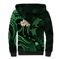Hawaii Sherpa Hoodie Lanai Islands Polynesian Sunset Plumeria Green Vibe LT9 - Polynesian Pride