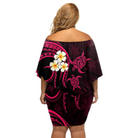 Hawaii Off Shoulder Short Dress Lanai Islands Polynesian Sunset Plumeria Pink Vibe LT9 - Polynesian Pride