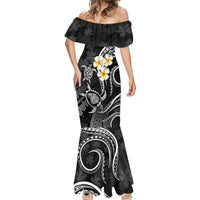 Polynesian Hawaii Mermaid Dress Lanai Islands with Pacific Plumeria White Vibe LT9 - Polynesian Pride